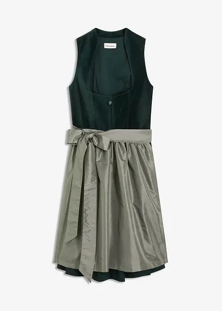 Dirndl met fluweel en schort van satijn (2-dlg. set)