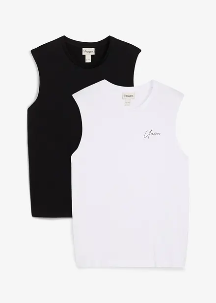 Muscle shirt van biologisch katoen, loose fit (set van 2)