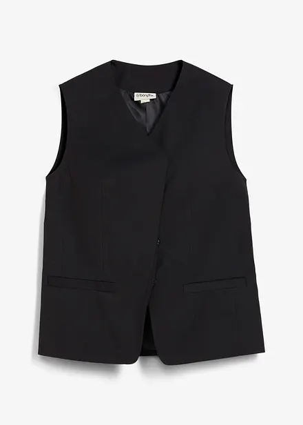 Lang mouwloos vest van twill