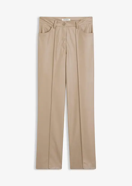 Imitatieleren wide leg broek met biezen