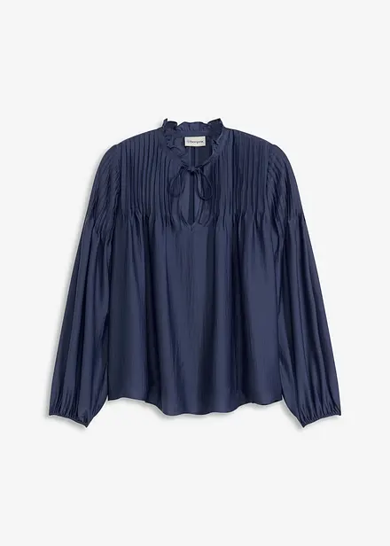 Tuniekblouse van glanzend satijn met biezen