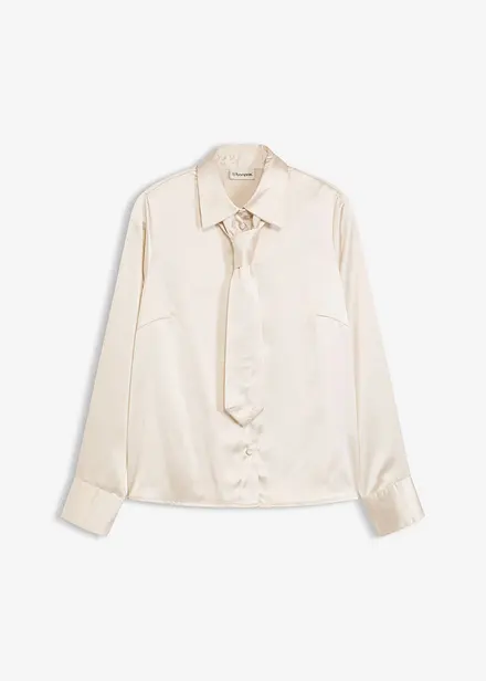 Satijnen blouse met een afneembare strik (2-dlg.)