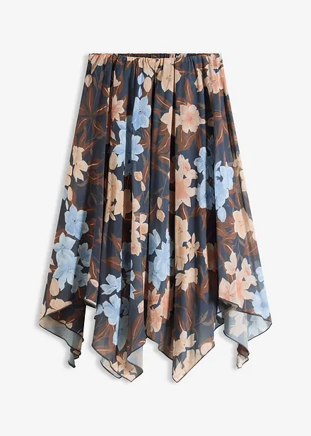 Midirok van chiffon met een asymmetrische onderkant