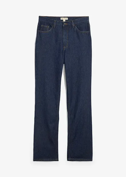 Long straight jeans van biologisch katoen, high waist