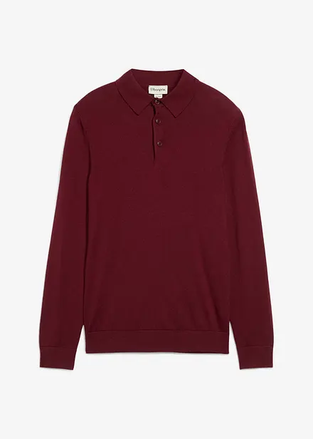 Fijngebreide polo-trui met prachtig merinowol, slim fit
