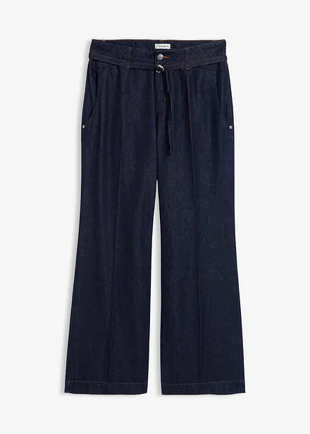 Wide leg jeans mid waist met riem