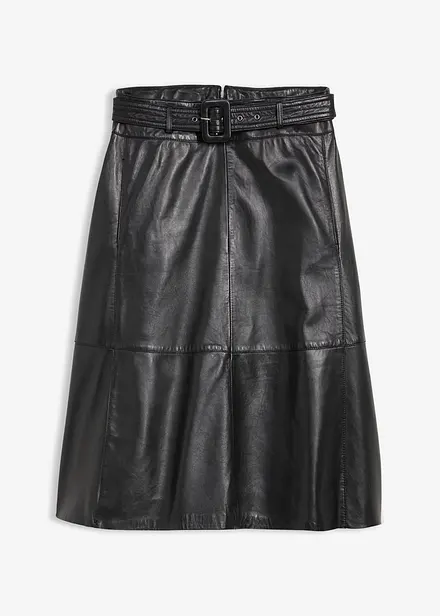 Leren rok van lamsnappa met riem (2-dlg. set)