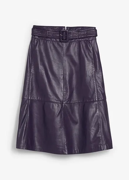 Leren rok van lamsnappa met riem (2-dlg. set)