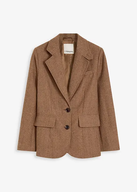 Blazer met  visgraatpatroon en wol