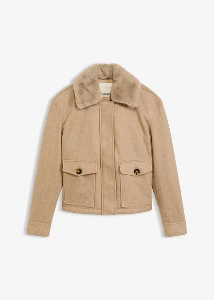 Winterjas in wollen look