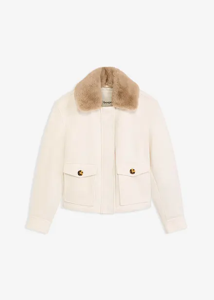 Winterjas in wollen look