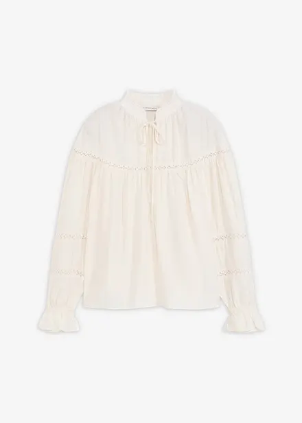 Blouse met strik van fijne viscosemix