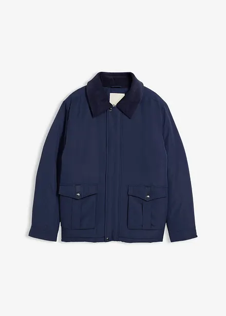 Gewatteerde winterjas met corduroy kraag