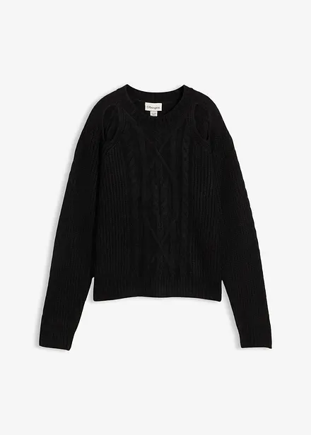 Grof gebreide trui met kabelpatroon