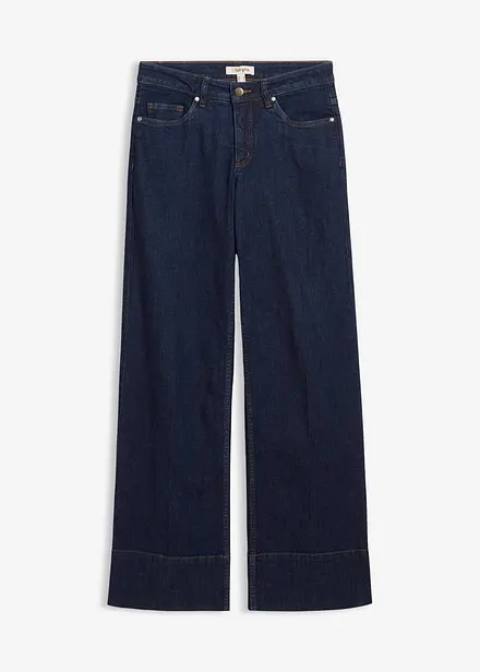 Wide leg jeans met biologisch katoen, mid waist