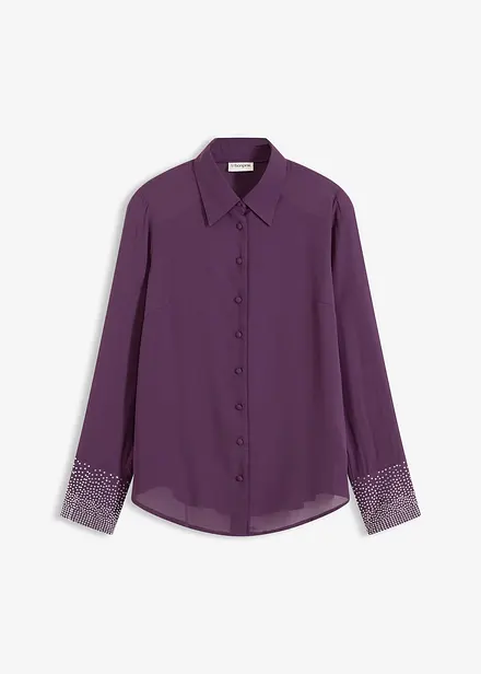 Overhemdblouse met glittersteentjes