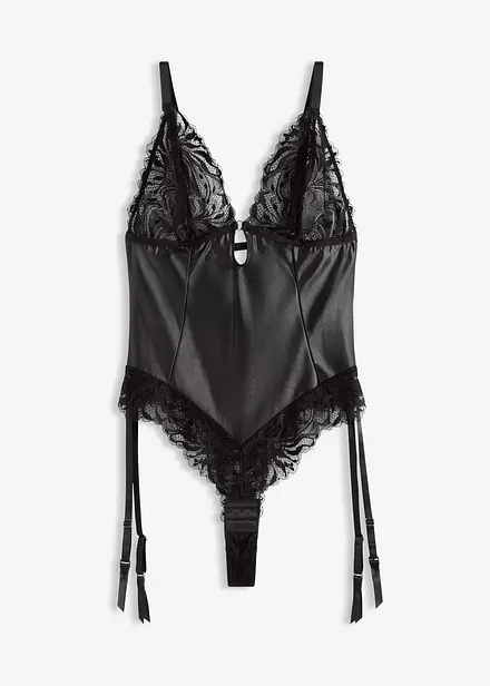 Stringbody in wetlook met afneembare jarretals