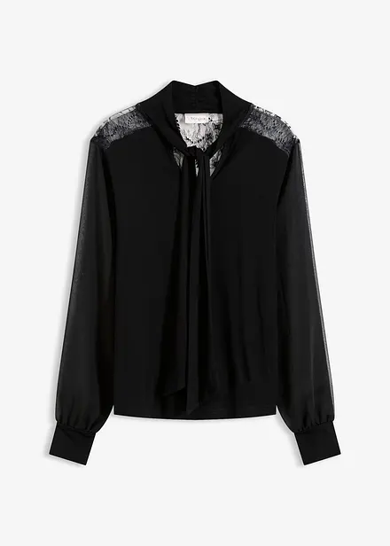 Shirt met strik en kant