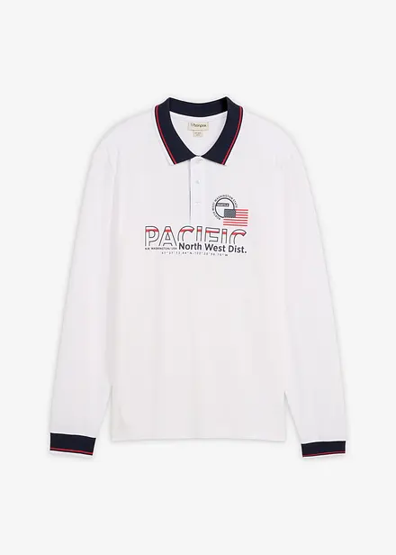 Piqu&eacute; poloshirt van bioloigisch katoen, met lange mouwen