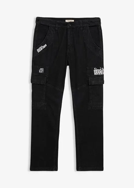 Relaxed fit stretch jeans met comfortband, straight