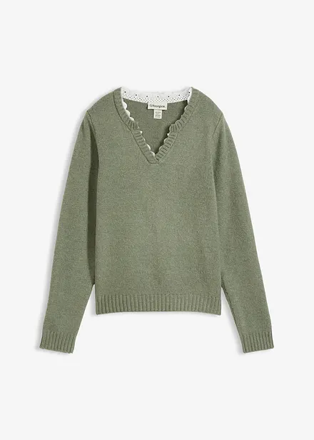 Trui met kanten inzet