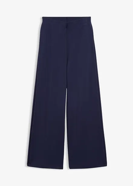 Wijde broek in een modalmix met plooi aan de zijkanten