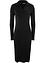 Geribde jersey jurk met polokraag en split, bpc bonprix collection