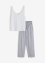 Pyjama met korte, geribde top en geweven chambray broek, bpc bonprix collection