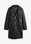 Lange imitatieleren jas met revers, getailleerd, bonprix