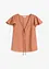 Blouse met volantmouwen in een glanzende look, bonprix