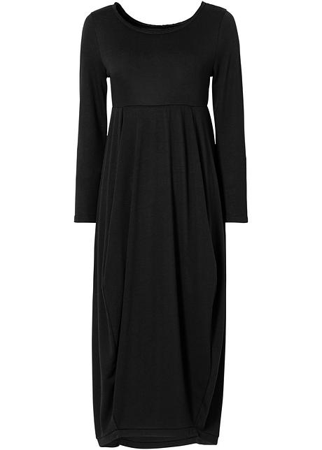 trendy maxi-jurk met geraffineerde steekzakken - zwart