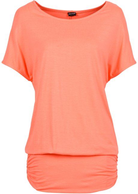 ondernemen aantal blik Leuk shirt met een brede boord met plooien onderlangs - zalmkleur