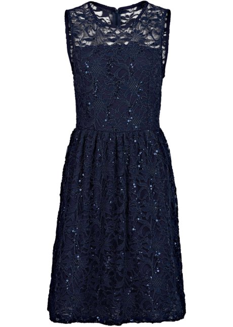Uitgelezene Kanten jurk met cirkelrok - blauw WF-63