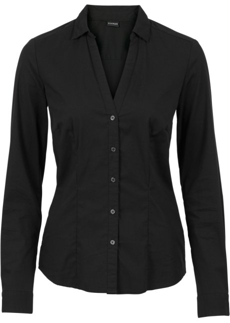 klep Extreme armoede Zoekmachinemarketing Makkelijk te combineren stretch blouse met lange mouwen - zwart