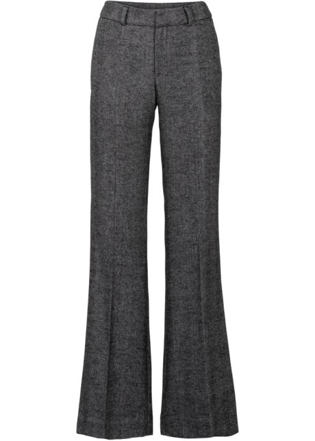 blad drie Kangoeroe Elegante broek in wollen look met wijde pijpen - grijs/zwart gemêleerd