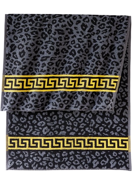 Verminderen Ultieme Accor Voelt aangenaam aan en absorbeert goed: handdoek met een mooi patroon -  zwart/grijs