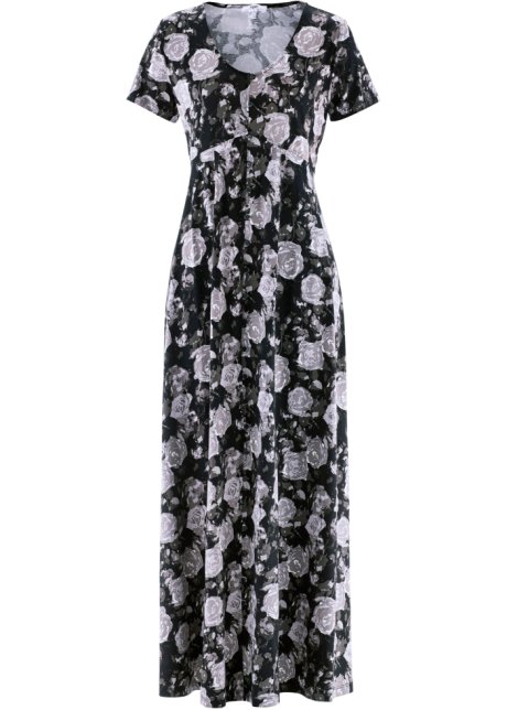 Regelmatigheid Tante baard Maxi jurk met soepele viscose en een los model - zwart gebloemd