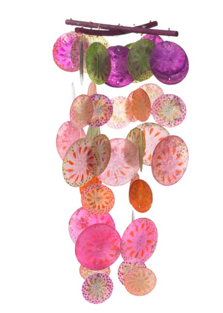 Microbe viool Agrarisch Windgong met schelpen - pink