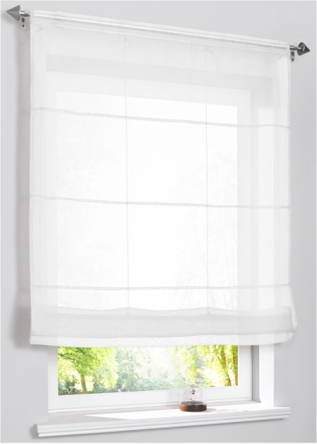 te ontvangen Vermindering zonne Transparante raamdecoratie met dwarsstrepen - wit, tunnelband