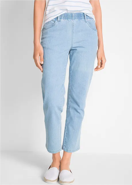 Mid waist jeans met comfortband, straight (set van 2), bonprix