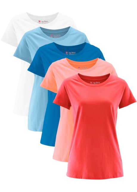 Onbepaald bezig Gedragen Comfortabel shirt van single jersey -  lichtkoraal+kreeftrood+lichtblauw+azuurblauw+wit