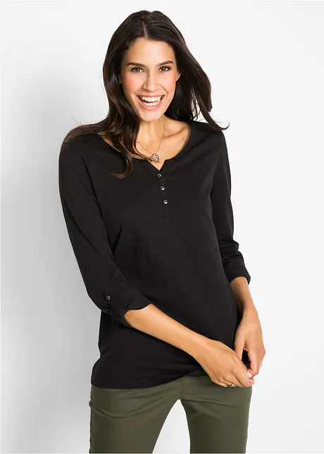 Lichte longsleeve met knoopsluiting, bonprix