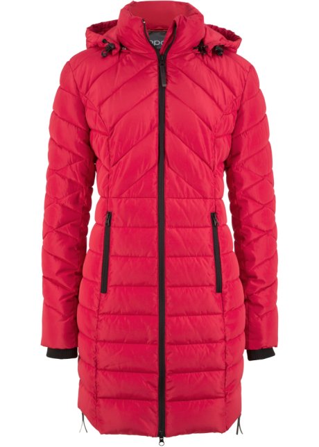 lekken Onvervangbaar Nadenkend Gewatteerde jas in een mooi, lang model - rood
