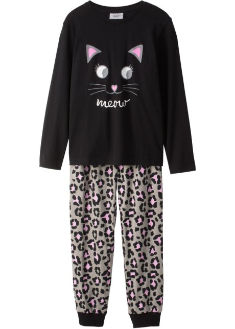 Horizontaal Afm een miljoen Comfortabele pyjama met een coole print - grijs/roze met print