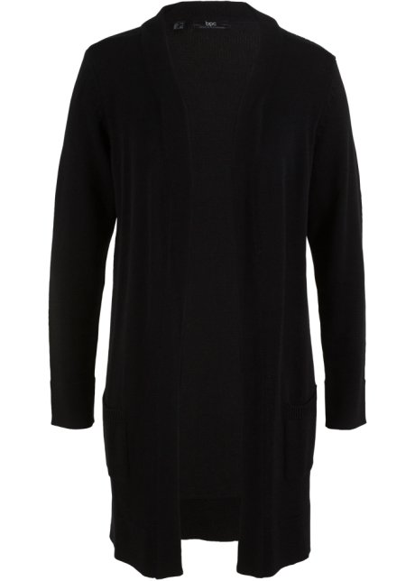 voor pad knop Mooi vest in een comfortabel, lang model - zwart