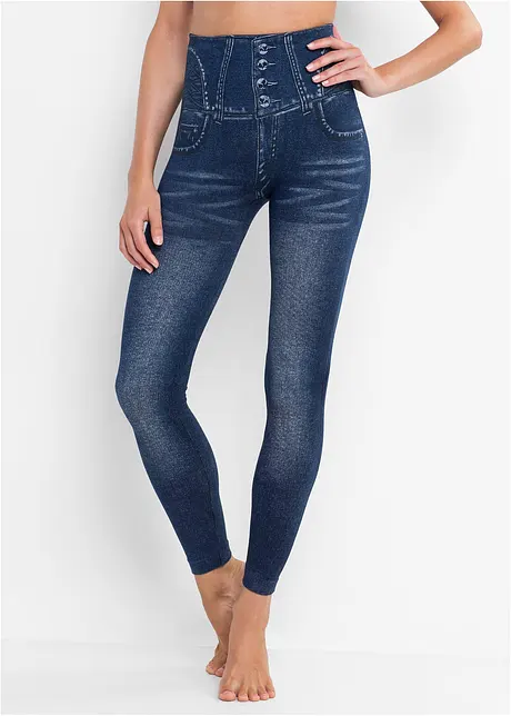 Corrigerende naadloze legging in denim look, sterk corrigerend, bonprix