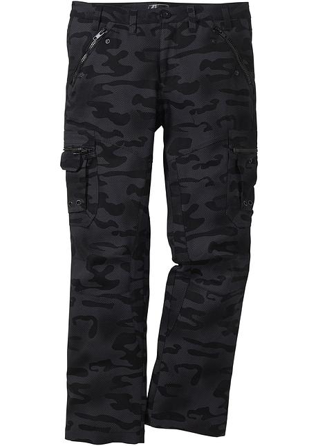 Broek baggy fit straight - zwart camouflage