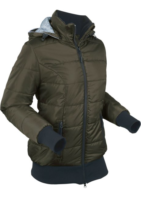 vereist Diagnostiseren Vermelding Doorstikte outdoor jas met een capuchon - donkerolijfgroen/zwart