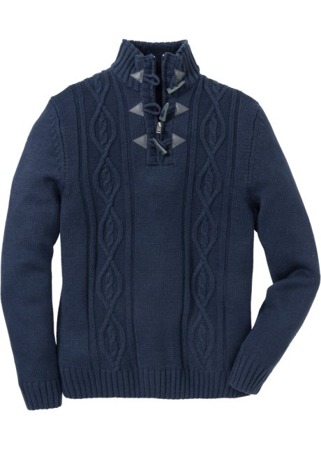 lettergreep verlichten meester Mooie trui met een kabelpatroon en houtje-touwtje-knopen - donkerblauw