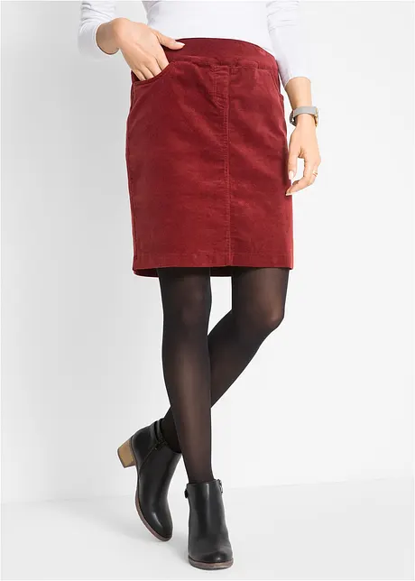 Stretch corduroy rok met een comfortabele band, bonprix
